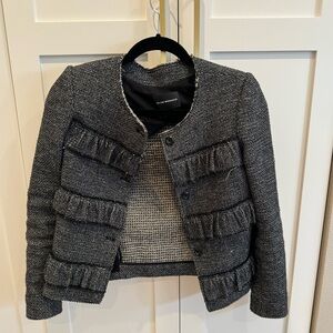 Club Monaco black and silver ruffled jacket 00